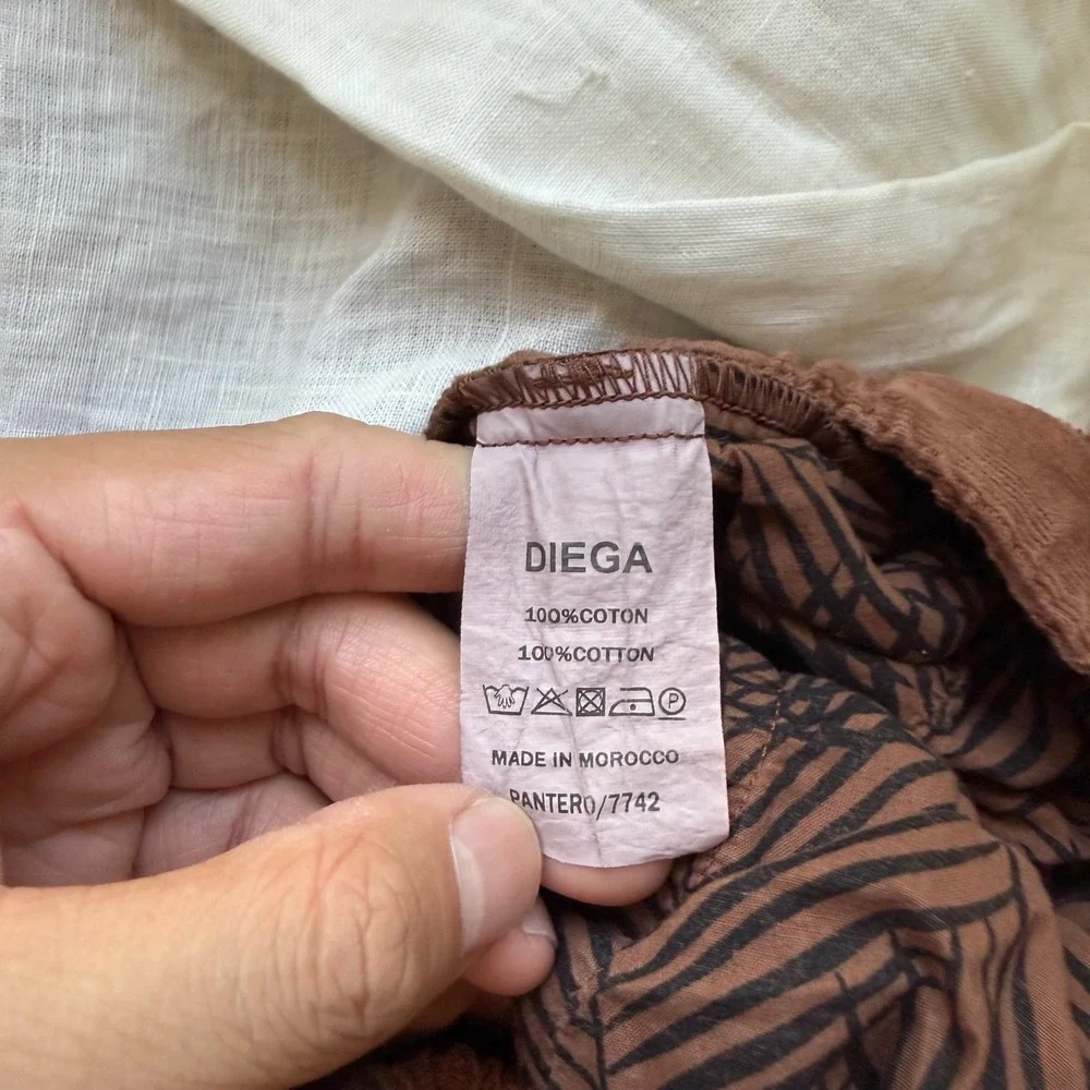 DIEGA Rust brown cotton corduroy straight wide leg cropped pull on pants